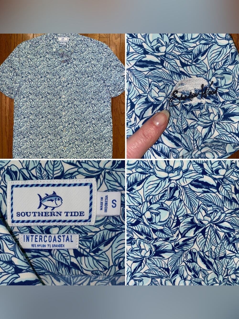 Southern Tide $128 Intercoastal SS Performance Sport Shirt Shadow Wood CC Small